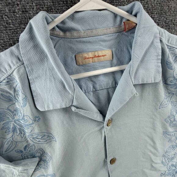 Tommy Bahama Floral Short Sleeve Silk 2XL Blue Vacation Button Up Casual Shirt - Picture 7 of 16
